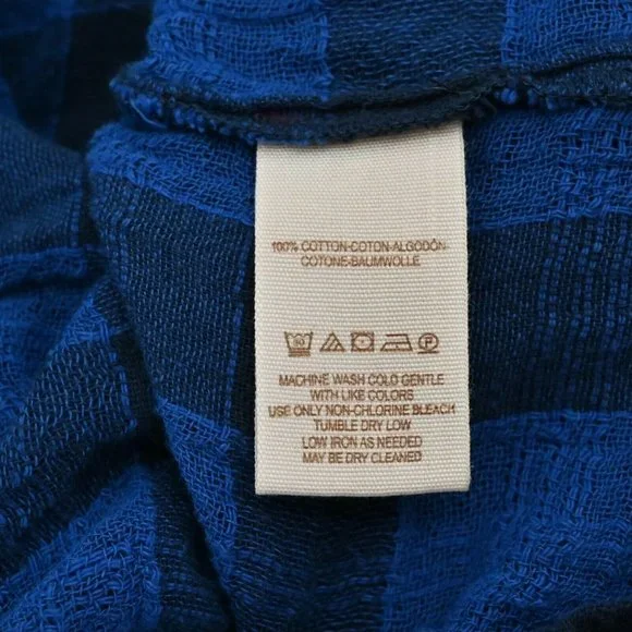 FREE PEOPLE Womens Size XS Honey Grove Blue Black Eyelet Ruffle Sleeve Plaid Top - Picture 8 of 9